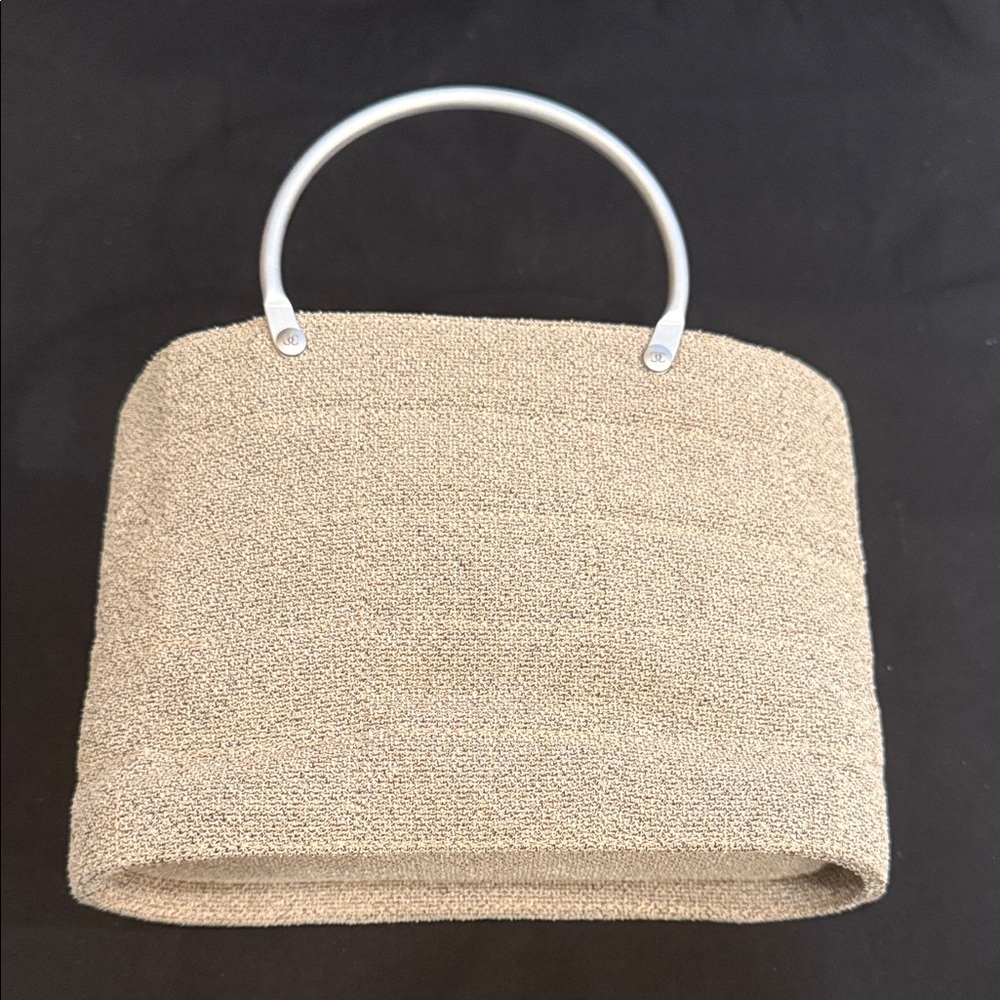 CHANEL Taupe Mini Tote with Brushed Silver Handles - Picture 2 of 14